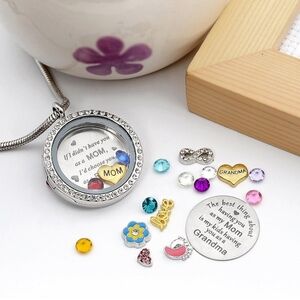 Floating Charm Locket Stainless Steel Necklace Mom/Grandma